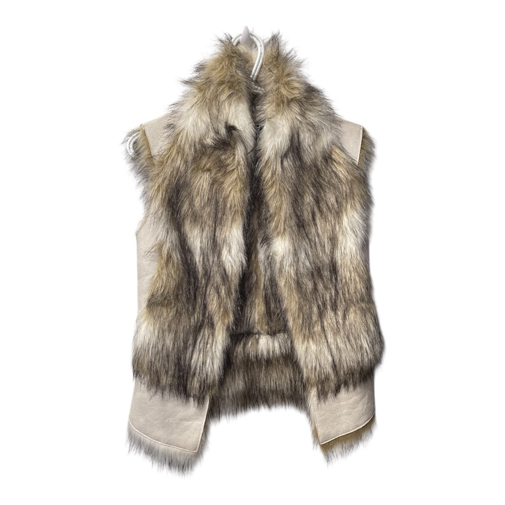 Zara faux fur vest size small Beige Size Small